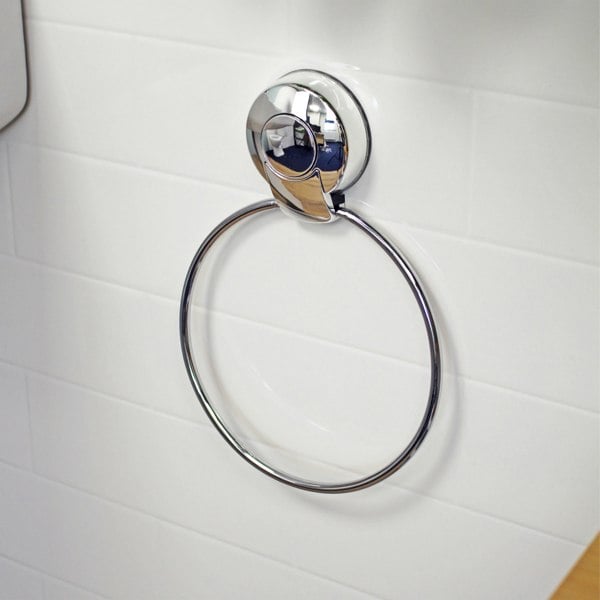 Showerdrape Suctionloc Chrome Steel Suction Wall Mounted Towel Ring