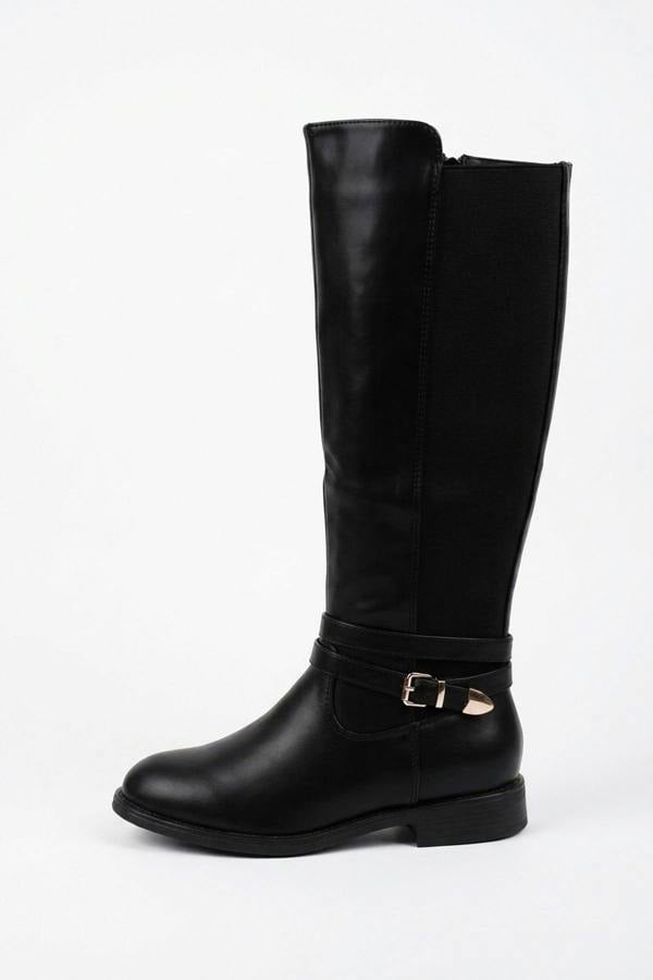 ikrush Mirabel Faux Leather Buckle Strap Knee High Riding Boots
