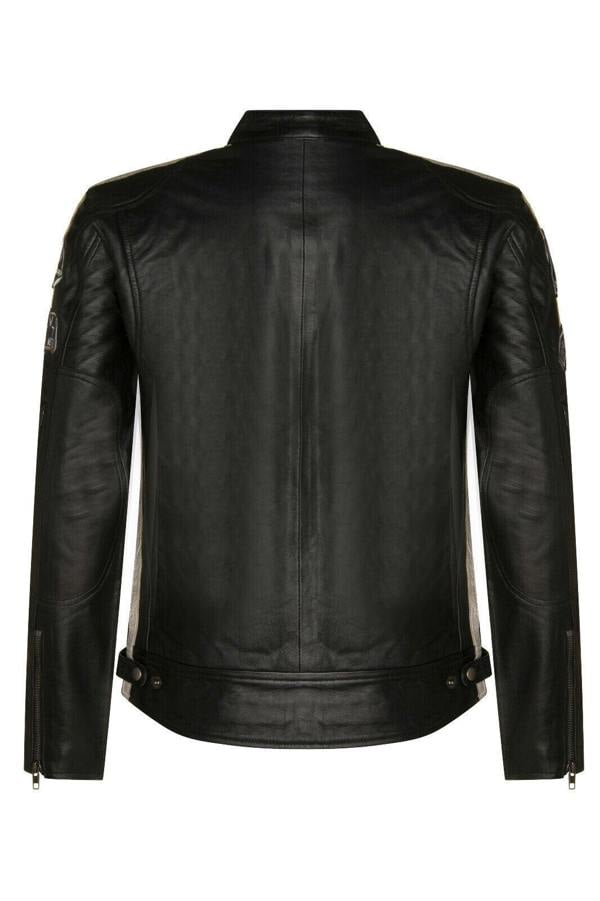 Infinity Leather Mens Racing Moto Badges Biker Leather Jacket