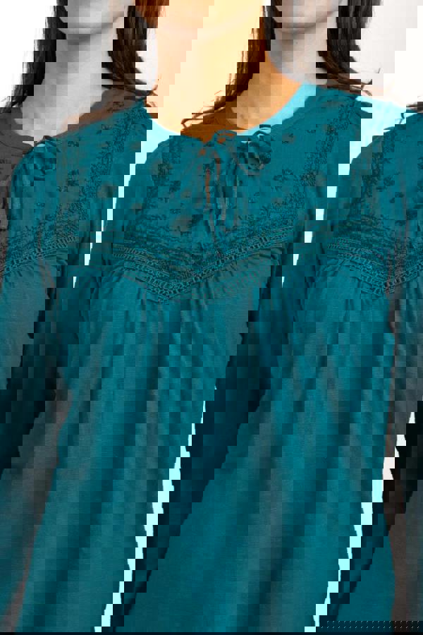 Tie Neck Embroidered Top