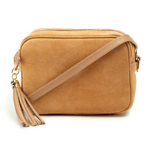Elie Beaumont Crossbody Tassel Suede - Caramel