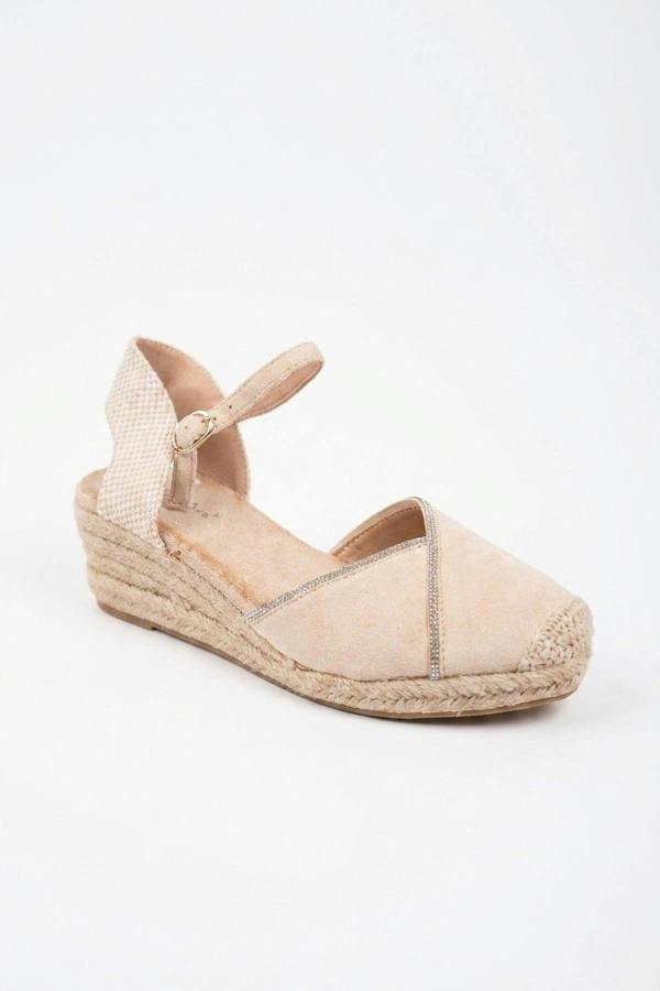 Constance Faux Suede Closed Toe Espadrille - Beige
