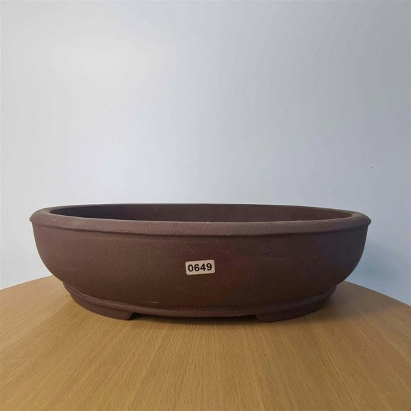 37cm Unglazed Bonsai Pot | Oval | 37cm x 30cm x 9cm | Brown - Yorkshire Bonsai