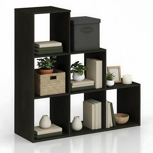 WALPLUS Sturdy Pelli Cubic Storage Cabinet, 3-2-1, Espresso for Small Spaces
