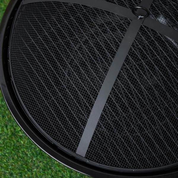 Samuel Alexander 52cm Black Steel Outdoor Lustre Enamelled Firepit with Fire Poker