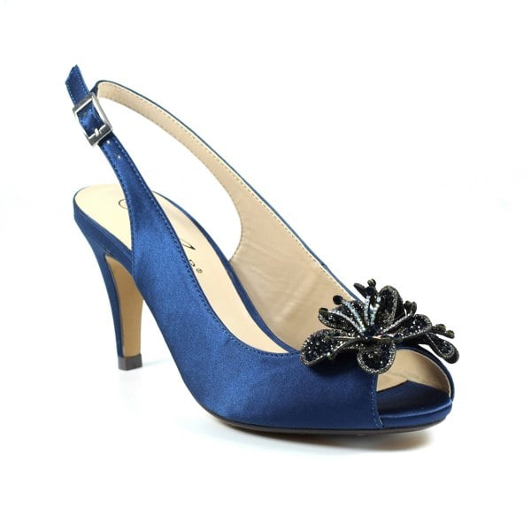 Lunar Women's Ankara Satin Court Shoes - Navy