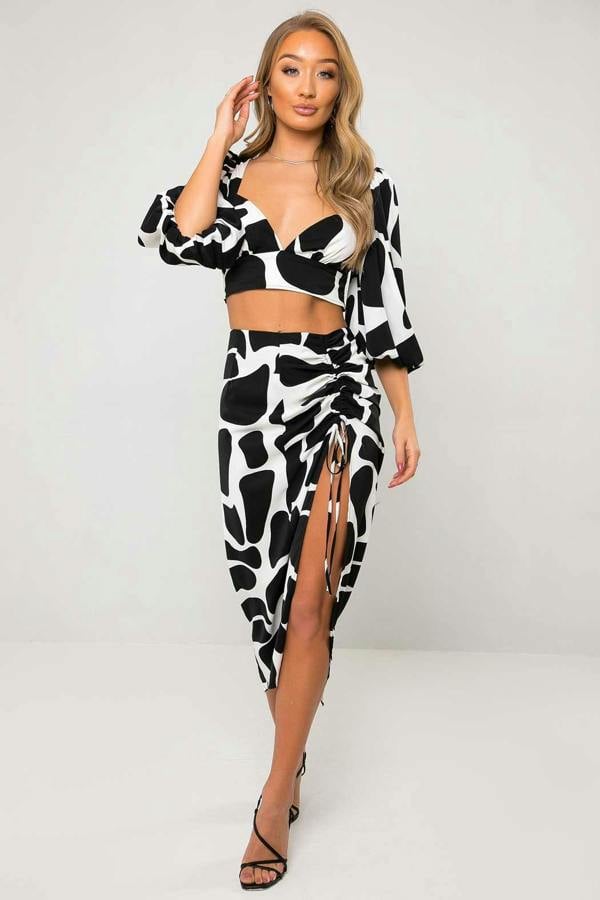 Urban Bliss Giselle Black Giraffe Animal Print Crop Top