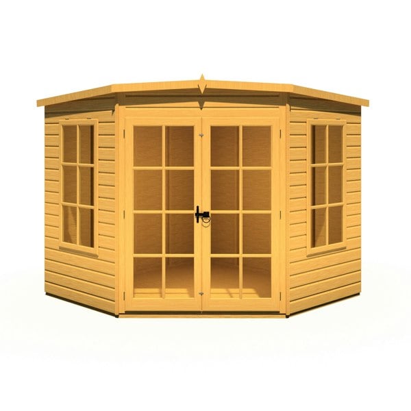 Shire Hampton 8x8 Corner Summerhouse 12mm Interlock Cladding - Best Shed