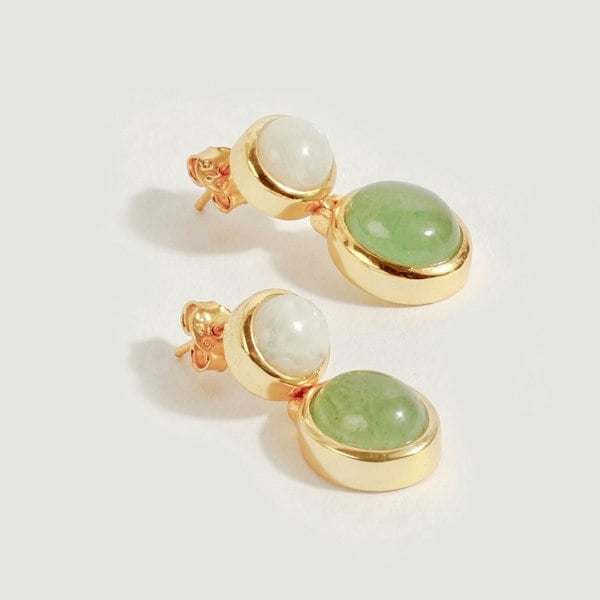 Lila Rasa Green Aventurine And Moonstone Earrings.