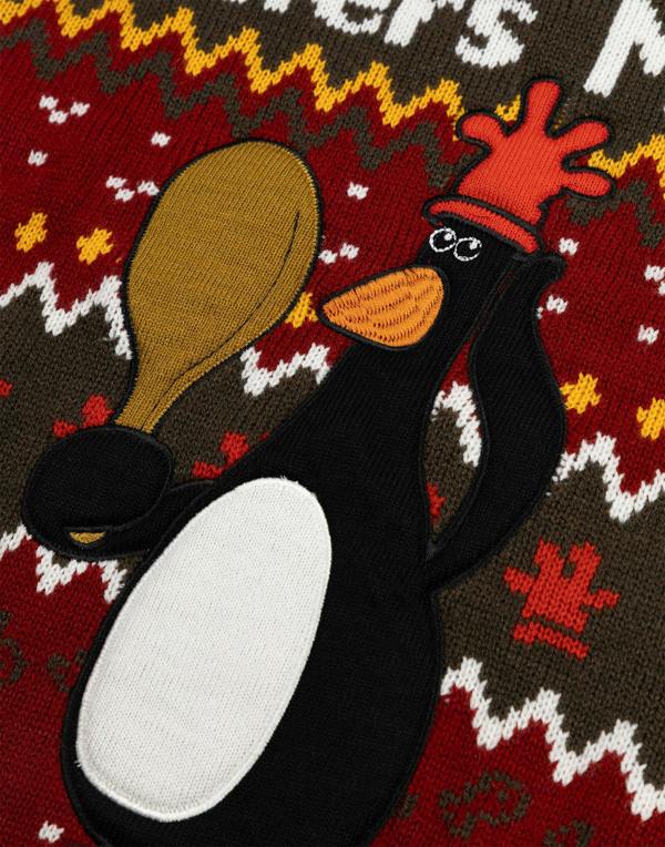 Wallace And Gromit Unisex Red Feathers Christmas Jumper