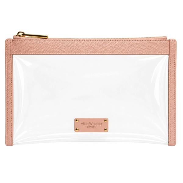 Alice Wheeler Clear Travel Pouch Makeup & Toiletry Organiser - Pink