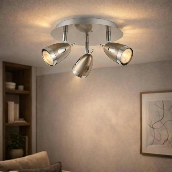 Pagazzi Lighting Lottie 3 Light Satin Nickel Ceiling Spotlight Plate