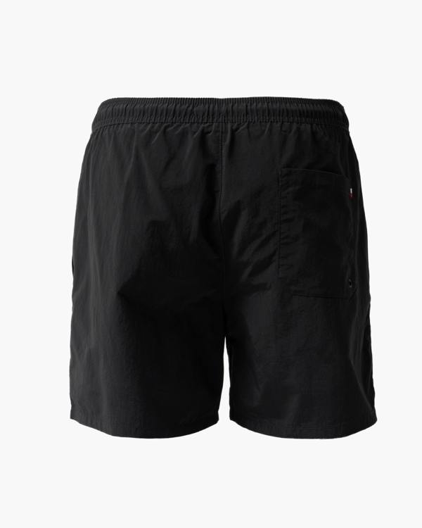 back of Tommy Hilfiger Solid Mens Drawstring Swimming Shorts in Black