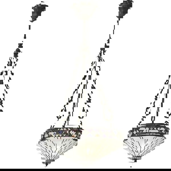Tiffany Glass Hanging Ceiling Pendant Light Bronze & Natural Lamp Shade i00129 Loops