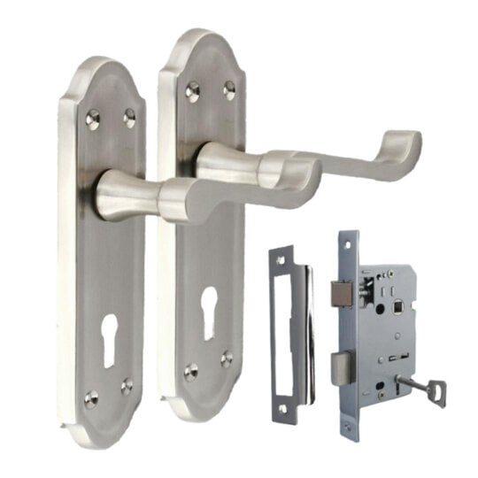 EDH Door Hardware Premium Satin Nickel Internal Lock Door Handle Set+3 Lever MORTICE SASH Lock
