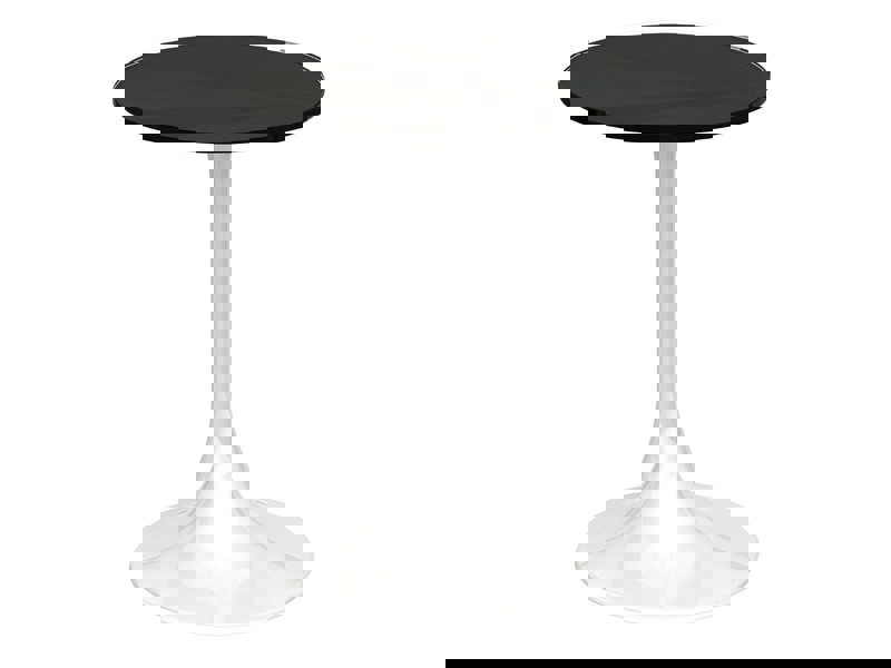 Circular Side Table with Black Glass Top, Gloss White Column & Base by Gillmore British Design © GillmoreSPACE Ltd
