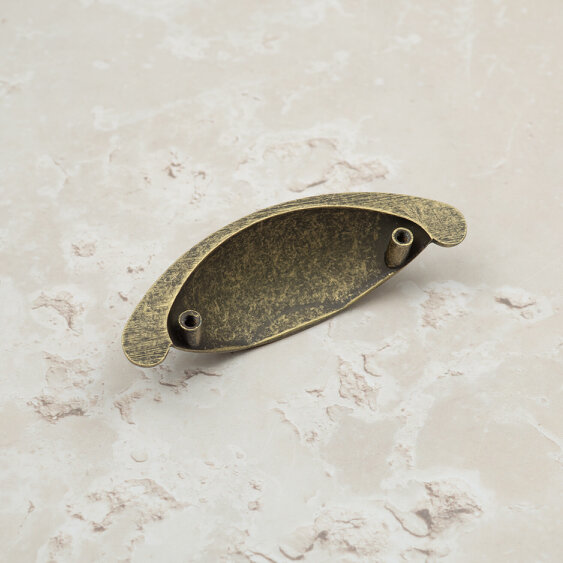 Handle & Home Antique Brass Cup Handle and Coordinating Knob