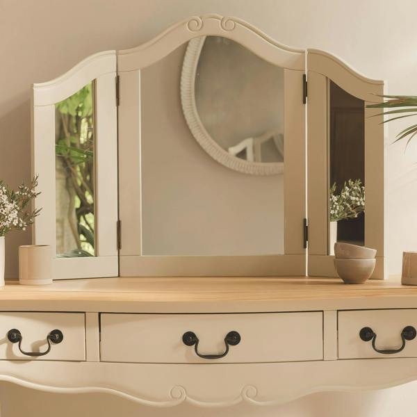Statement Furniture Juliette 3-Way Dressing Table Mirror, Wooden Frame Tabletop Mirror