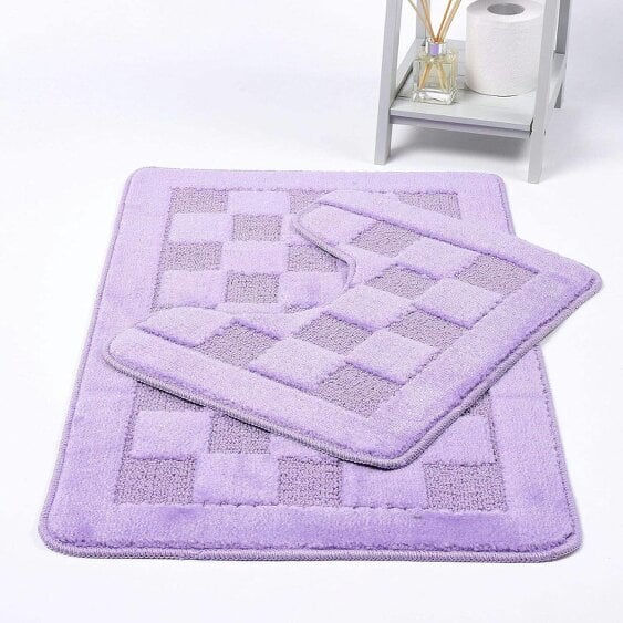 Night Zone Square Bath Mat – Soft Absorbent Non-Slip Bathroom Rug - Lilac