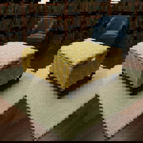 Designer modular square footrest accessory with hidden storage for UK homes