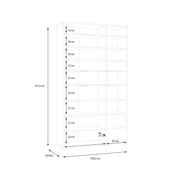Furniture To Go Alice Springs Tall Shoe Cabinet with 6 Doors Push-to-Open in Light Grey