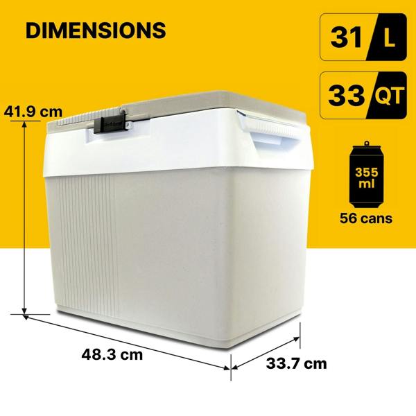 Koolatron 31L Electric Cool Box Warmer Mini Car Fridge Portable Iceless Cooler for Travel Camping