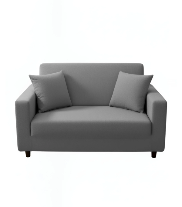 Anyseat 2 Seater Sofa Cover Plain Ash Grey Style and Protection For Living Room Sofa Chair Elastic Stretchable Slipcover