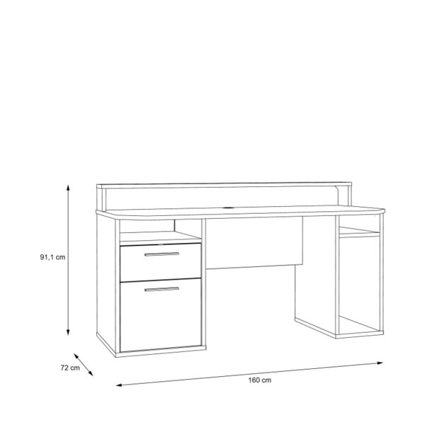 Wyld Haus Valencia White Gaming Desk with LED Strip Lighting and Storage Features
