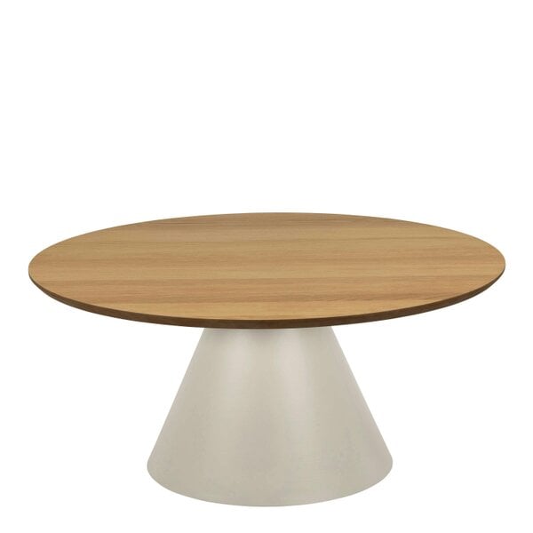 Wyld Haus Hamburg Low Round Oak Veneer Coffee Table Pillar Steel Base