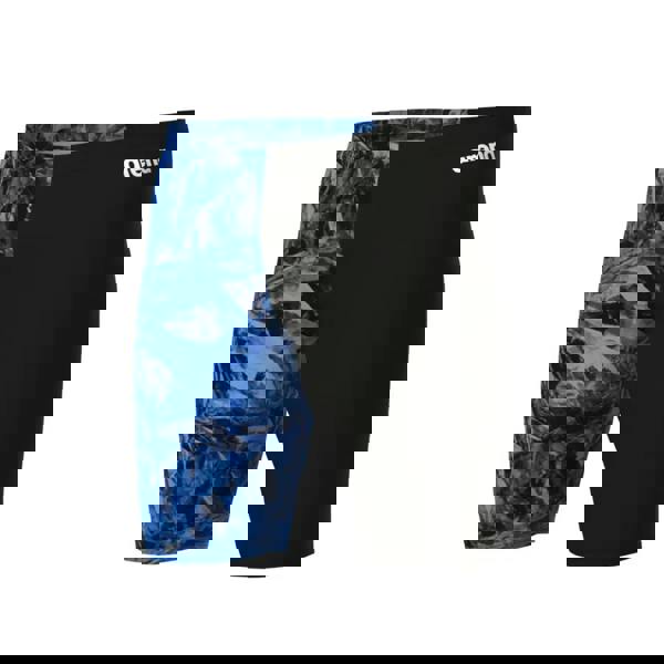 Arena Crackle Swim Jammer in black and team royal with abstract design