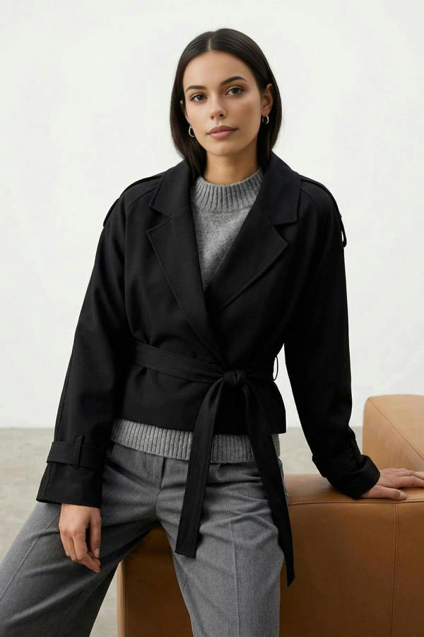 WOVCOR Woven Crop Blazer Jacket