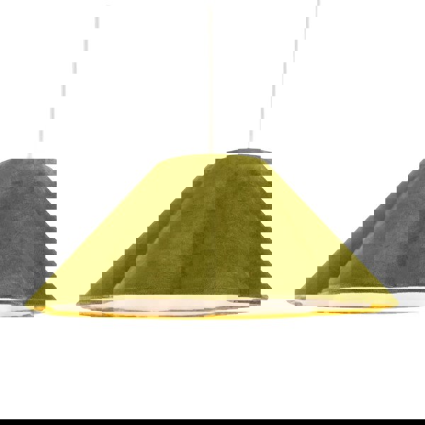 Olive Green Velvet Fabric Empire Lamp Shade with Elegant Scallop Edges Image 3