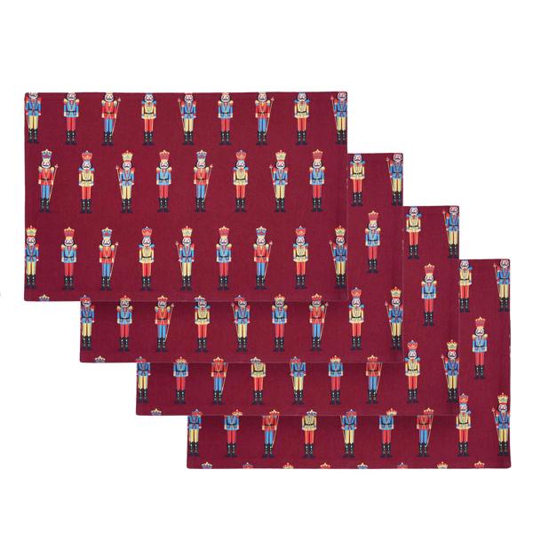 Catherine Lansfield Christmas Nutcracker Cotton Dining Placemat 4 Pack Plum