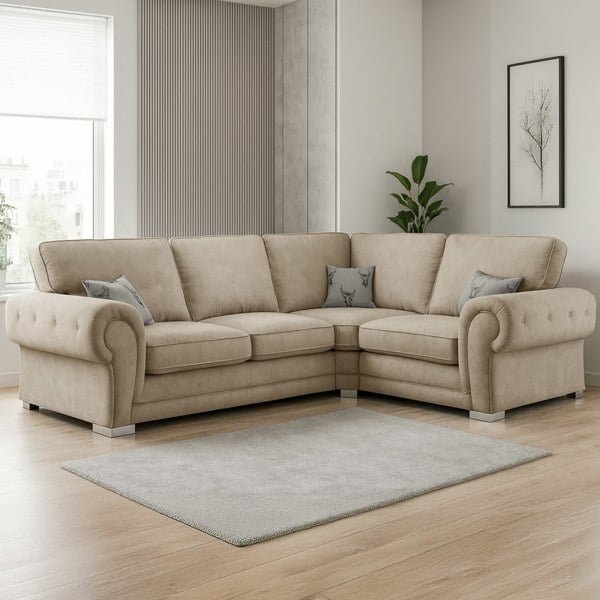 Furnishings For Less Milan Chesterfield Fabric 4 Seater Corner Sofa - Full Back