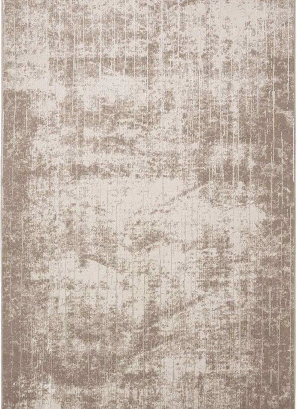 Abstract geometric rug with striped design in neutral tones of beige and grey, eco-friendly and stylish.