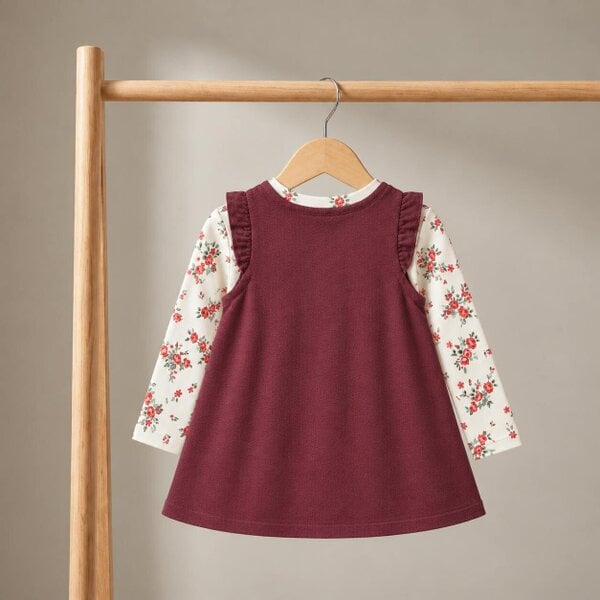 Mini Cuddles Floral Pinny with Top (Red & White)