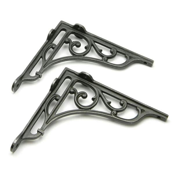 Pair of Antique Cast Iron Heritage Shelf Brackets - 180mm x 200mm