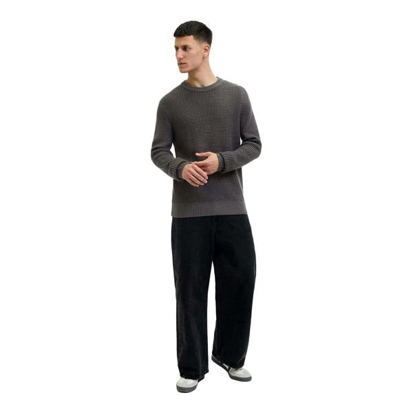 Jack And Jones Mens Textured Long-Sleeved Jumper - Asphalt - 
