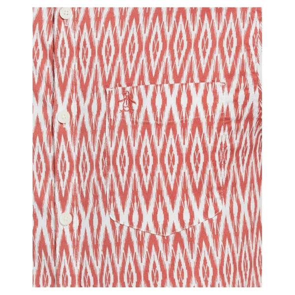 Original Penguin Mens Ikat Regular Short-Sleeved Shirt - Mineral Red - 