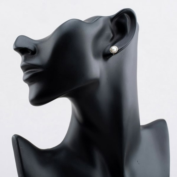 T. H. Baker 9ct Yellow Gold Cultured Pearl Crystal Stud Earrings 1.58.7559