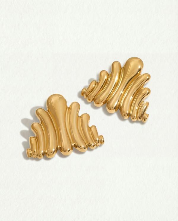 Elk & Bloom Chunky 14K Gold Molten Wave Studs
