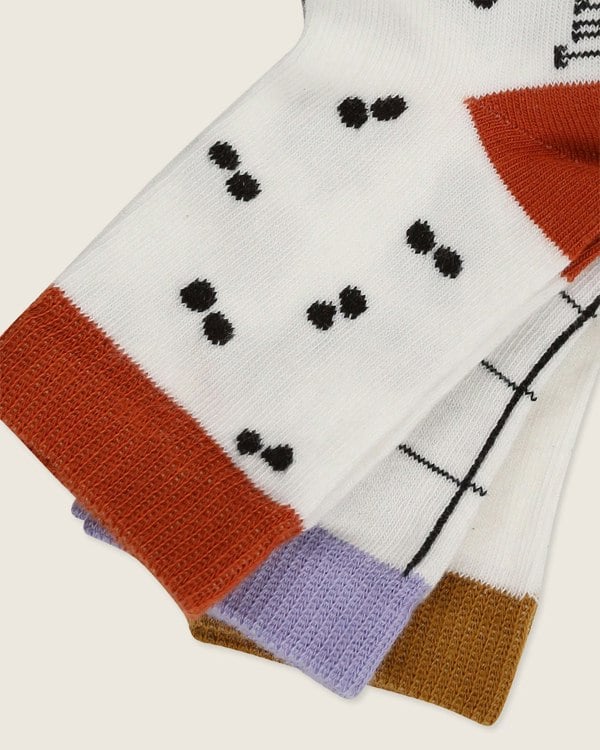 organic cotton Multicolour Check, Spots and Slogan Print Socks - 3 Pack - image 3