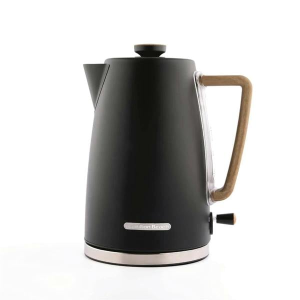 Hamilton Beach Scandi 1.7L Kettle - Matte Black with Wood Effect