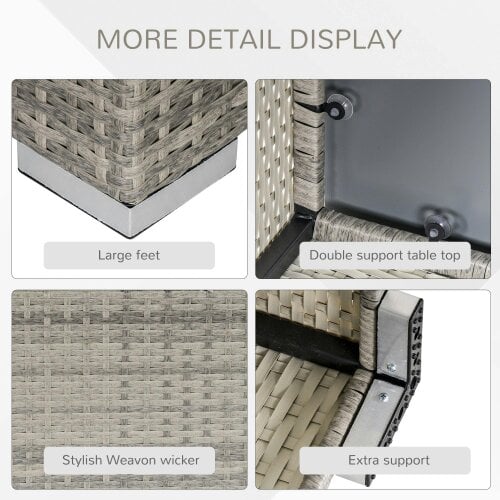 Wyld Haus Vimito Rattan Light Grey Square Outdoor Side Table With Glass Top