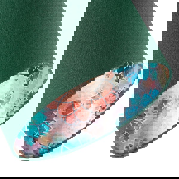 Chic Emerald Green Linen Lamp Shade with Moroccan Scale Pattern Lining Image 5