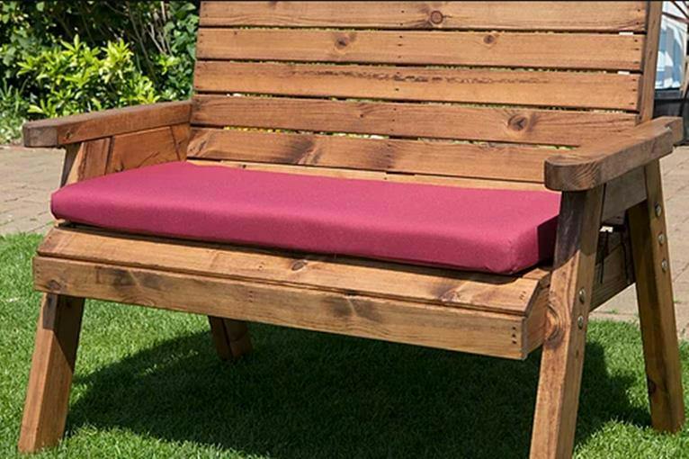 Samuel Alexander Charles Taylor Burgundy Waterproof Three Seater Base Cushion for wooden furniture