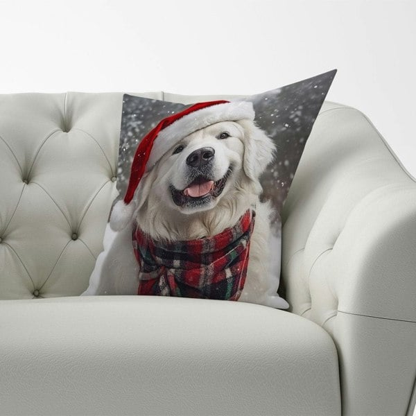 Warren Reed Christmas White Newfoundland Cushion