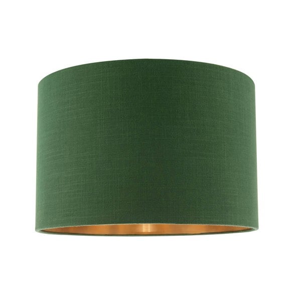Modern Forest Green Cotton Lamp Shade with Brushed Gold Inner Lining Image 1
