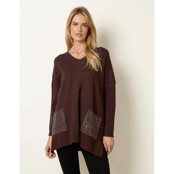 Blue Vanilla Diamante Pocket Knit Jumper