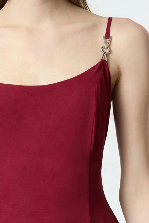 WOVCOR A-Line Accessory Detailed Lined Chiffon Short Flowy Evening Dress